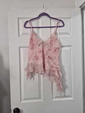 Floral Pink Ruffle Cami Top